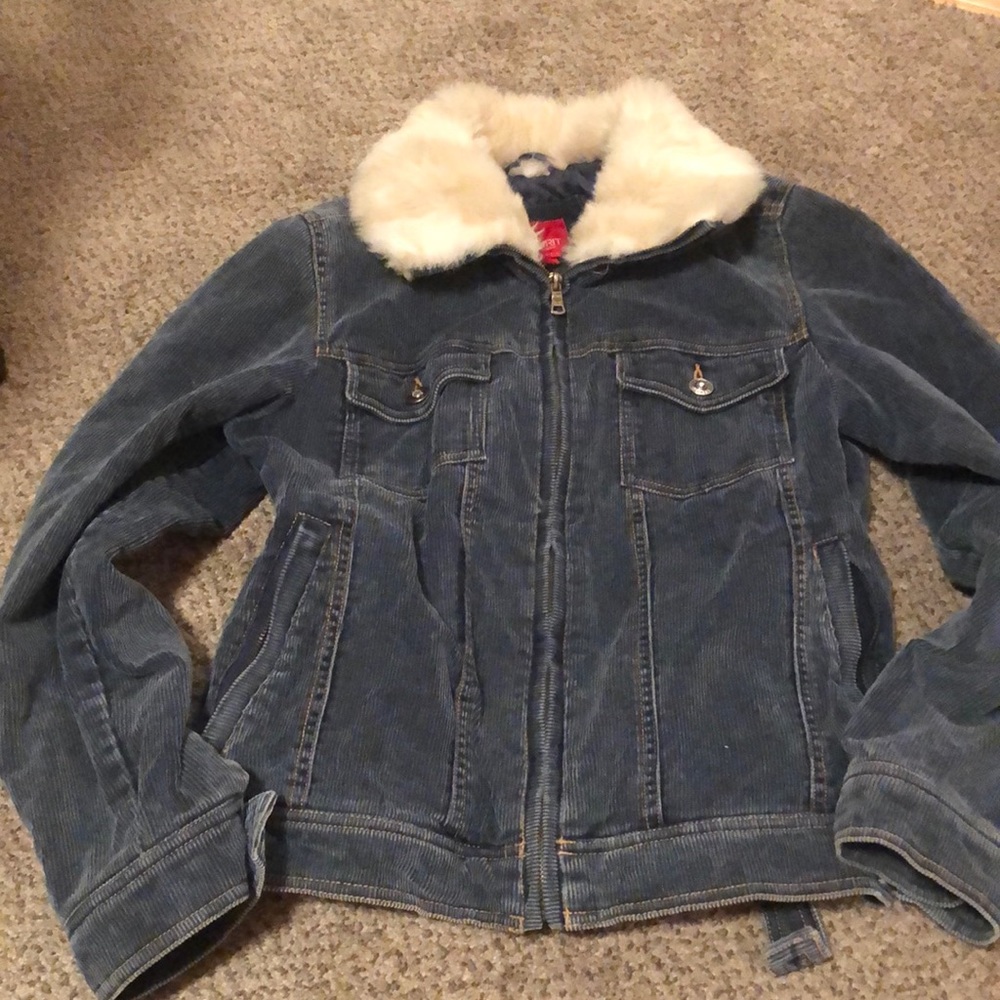 Corduroy Jacket with furry collar